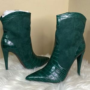 Capri Emerald Suede Croc Heel Bootie